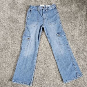 Jessica Simpson Medium Blue Wide-Leg Cargo Jeans